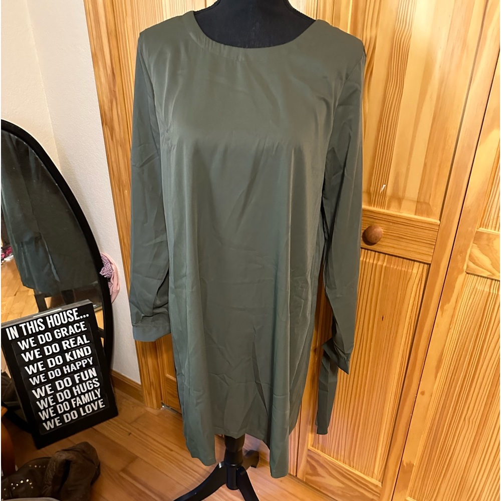 Olive Green Shift Dress